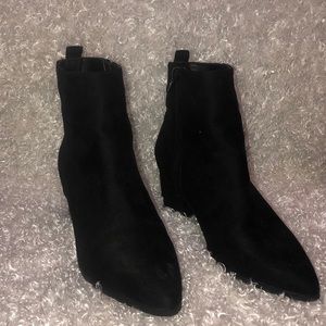 low healed black boots